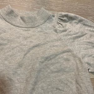 White and Warren Cashmere sweater Oatmeal Neutral Puff sleeve